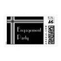 Black and White Striped Engagement Party Stamp stamp