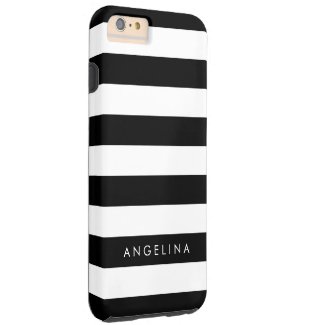 Black and White Striped Pattern Custom Name iPhone 6 Case