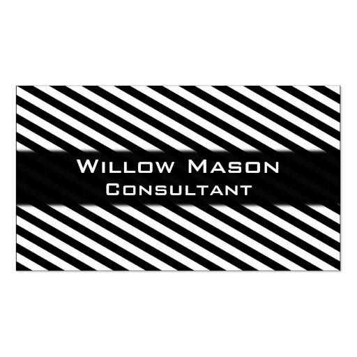 Black and White Striped Professional Business Card (front side)