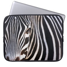 Black and White Striped Zebra Laptop Computer Sleeves