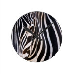 Black and White Striped Zebra Round Wallclocks