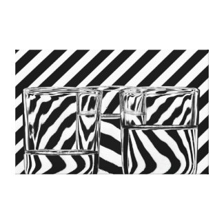 Black and White Stripes Abstract Glasses Canvas Canvas Print