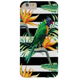 Black And White Stripes And Parrot Barely There iPhone 6 Plus Case