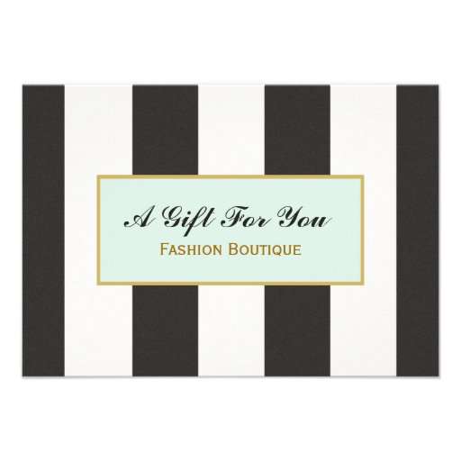 Black and White Stripes Boutique Gift Certificate Invite