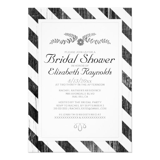 Black And White Stripes Bridal Shower Invitations
