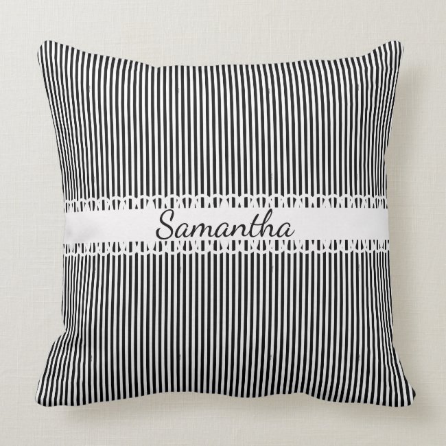 Black and White Stripes Design Throw Pillow
