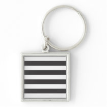 Black and White Stripes Keychain/Keyring