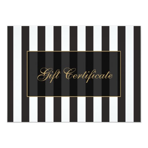Black and White Stripes Salon Gift Certificate Invitation