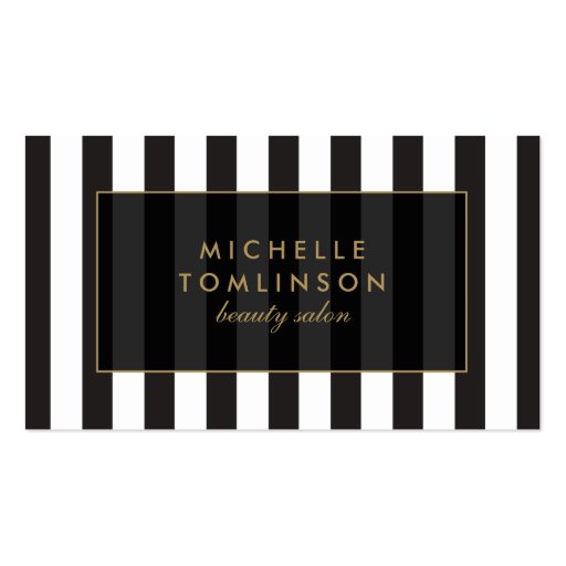 Black and White Stripes Salon III Business Card (front side)