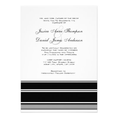 Black and White Stripes Wedding Invitation