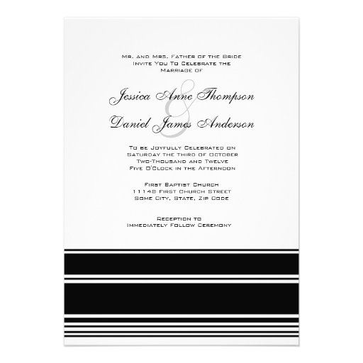 Black and White Stripes Wedding Invitation