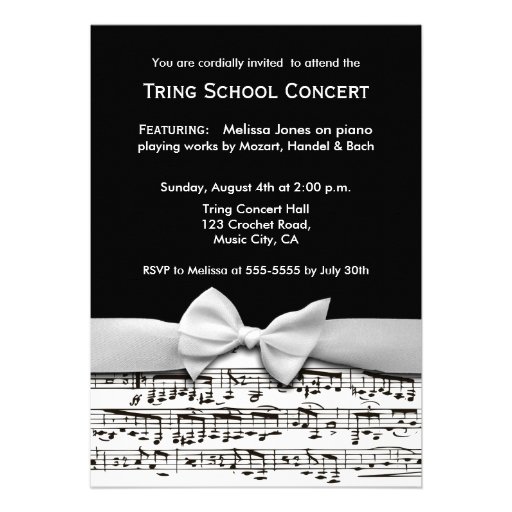 Black and white stylish music recital invitation