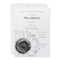 Black and White Sunflower Bridal Shower Invitation