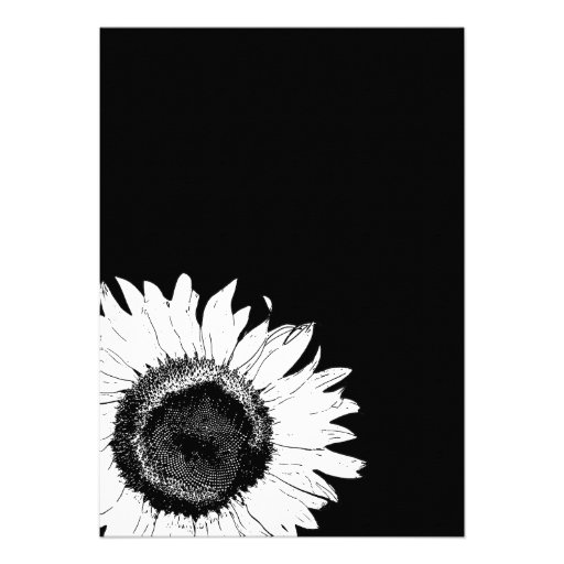 Black and White Sunflower Couples Wedding Shower Invite