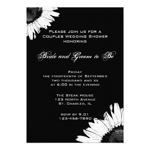 Black and White Sunflower Couples Wedding Shower Invite