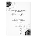 Black and White Sunflower Engagement Party Invites