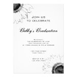 Black and White Sunflower Graduation Party Invite
