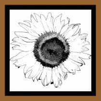 Black and White Sunflower posters by loraseverson Black and White Sunflower posters