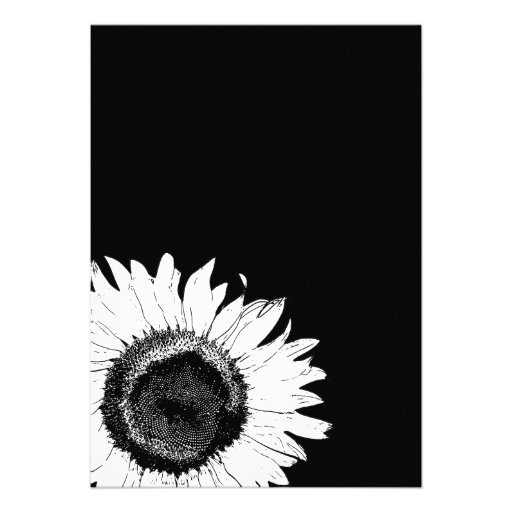 Black and White Sunflower Rehearsal Dinner Invite