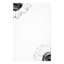 Black and White Sunflower Stationery