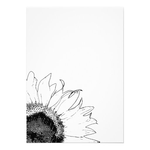 Black and White Sunflower Sweet 16 Invitation