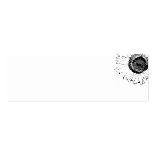 Black and White Sunflower Wedding Favor Tags Business Cards (back side)
