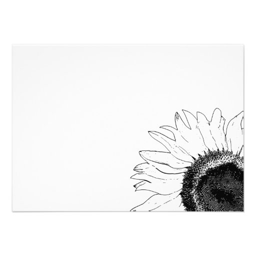 Black and White Sunflower Wedding Flat Note Cards Personalized Invitation