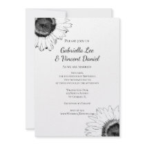 Black and White Sunflower Wedding Invitation