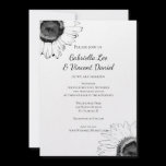 Black and White Sunflower Wedding Invitation