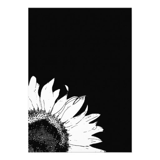 Black and White Sunflower Wedding Invitation