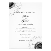 Black and White Sunflower Wedding Invitation