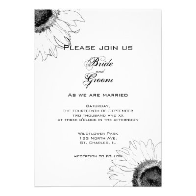 Black and White Sunflower Wedding Invitation