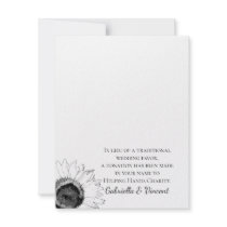 Black and White Sunflower Wedding Kindness Card invitations