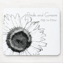 Black and White Sunflower Wedding Mousepad