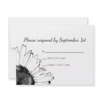 Black and White Sunflower Wedding Response Card Personalized Invitations