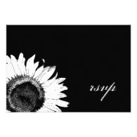 Black and White Sunflower Wedding Response Card Custom Announcements
