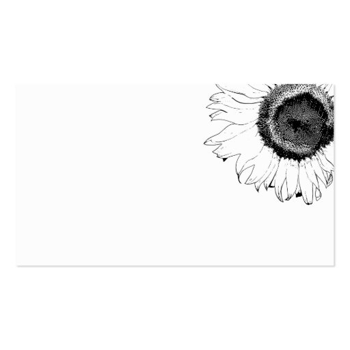 Black and White Sunflower Wedding Website Card Business Card Template (back side)