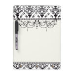 black and white swirl damask dry erase boards