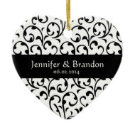 Black and White Swirl Damask Wedding Ornament ornament