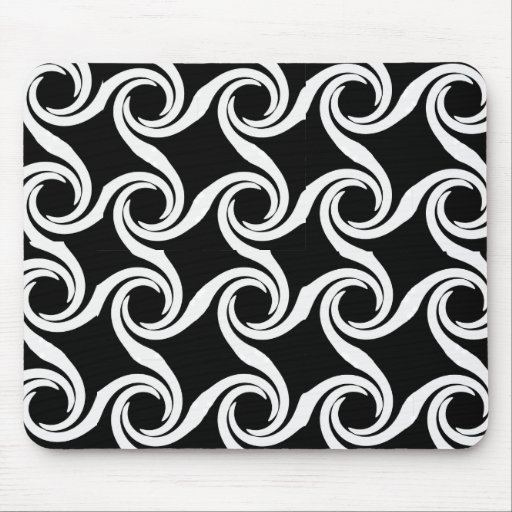 Black and White Swirl Pattern Mousepad
