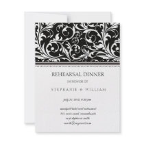 Black and White Swirl Rehearsal Dinner Card Personalized Announcements
