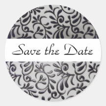 Black and White Swirl Save the Date Envelope Seal Stickers