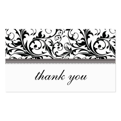 Black and White Swirl Thank You Card Business Cards