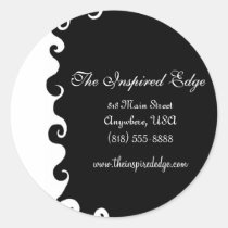 Black and White Swirls Business Sticker Seal