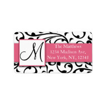 Black and White Swirls Damask Avery Address Labels