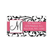 Black and White Swirls Damask Avery Address Labels