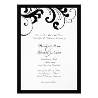 Black and White Swirls Frame Wedding Invitation