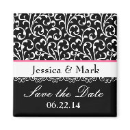 Black and White Swirls Save Date Wedding Magnet magnet