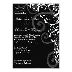 Black and White Swirls Wedding Invitation 5