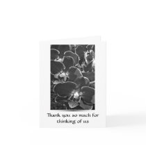 Black and white sympathy orchid thanks card